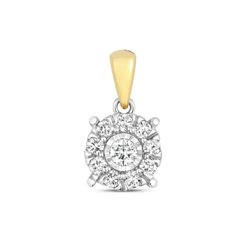 0.32ct Diamond Brilliant Illusion Pendant - 9ct Yellow Gold